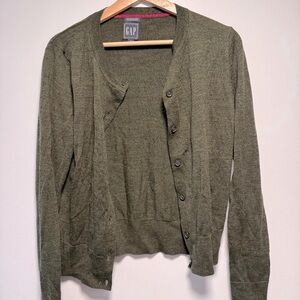 GAP Merino Wool Green Cardigan Button Up Small